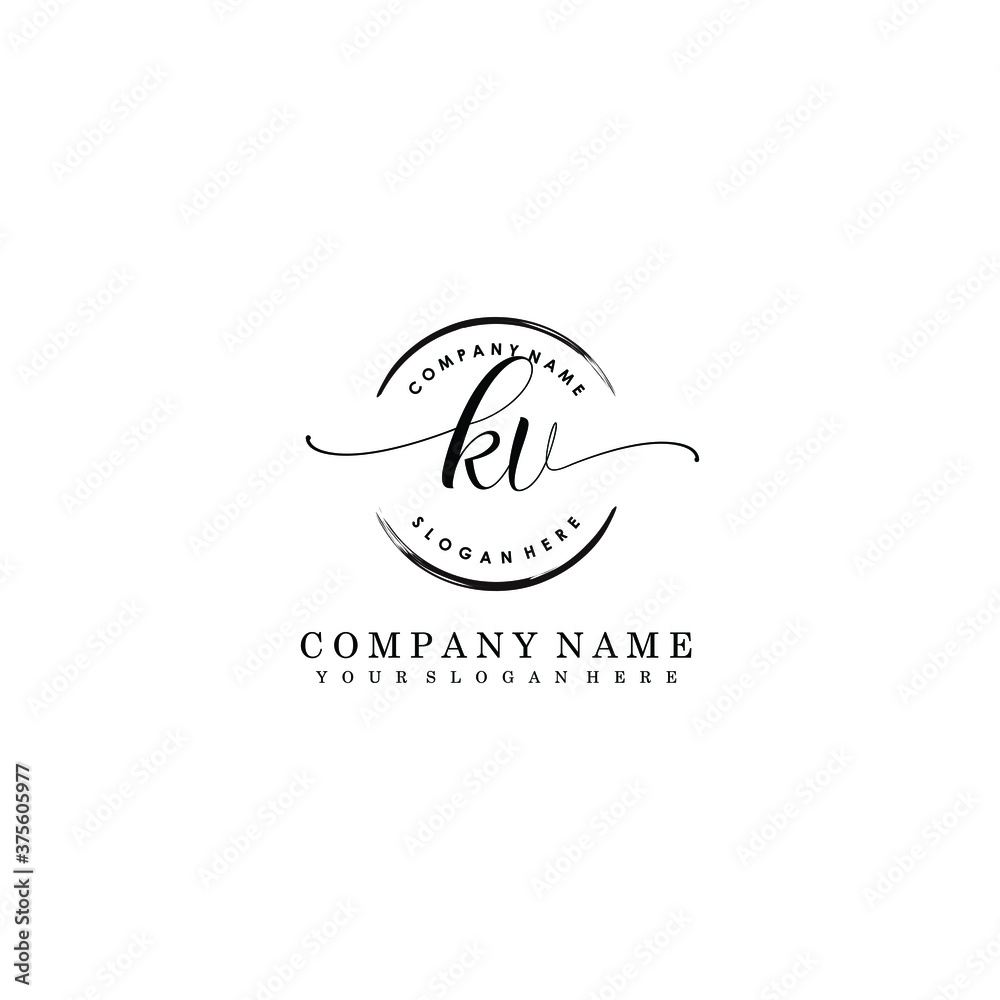 KV Initial handwriting logo template vector KV Initial handwriting logo template vector