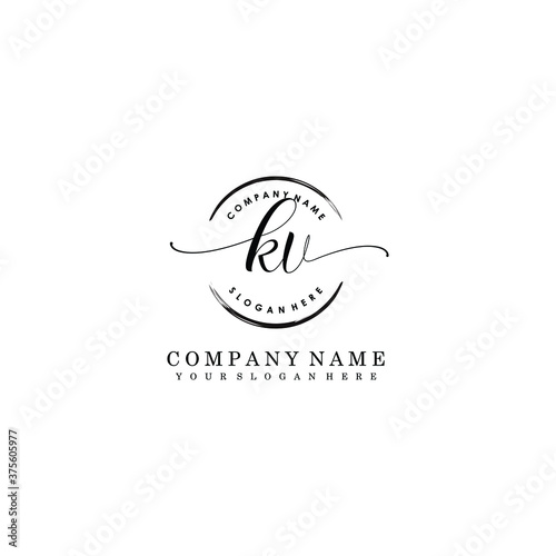 KV Initial handwriting logo template vector