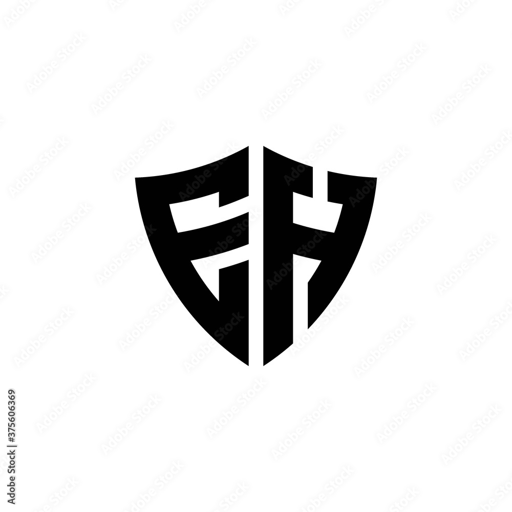 Obraz premium EH monogram logo with shield shape design template