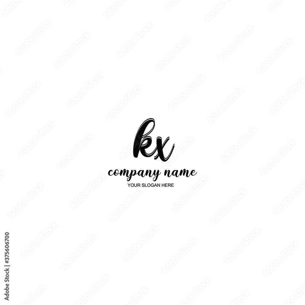 KX Initial handwriting logo template vector