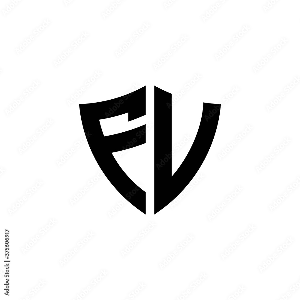 FV monogram logo with shield shape design template FV monogram logo with shield shape design template