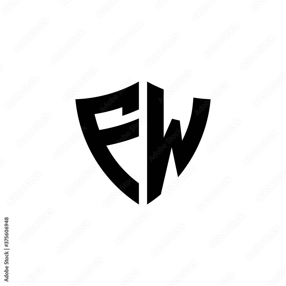 FW monogram logo with shield shape design template FW monogram logo with shield shape design template