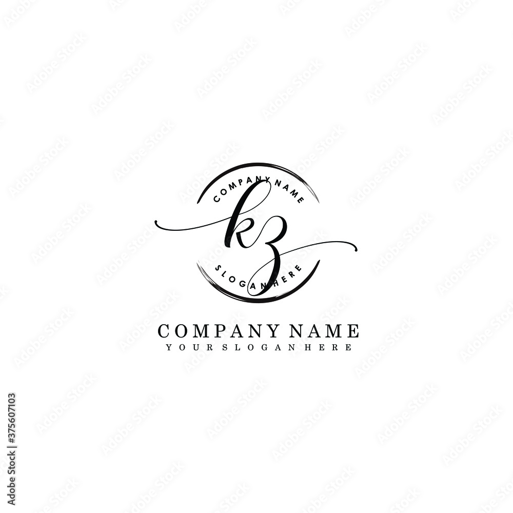 KZ Initial handwriting logo template vector KZ Initial handwriting logo template vector