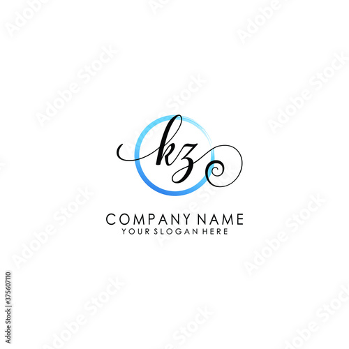 KZ Initial handwriting logo template vector