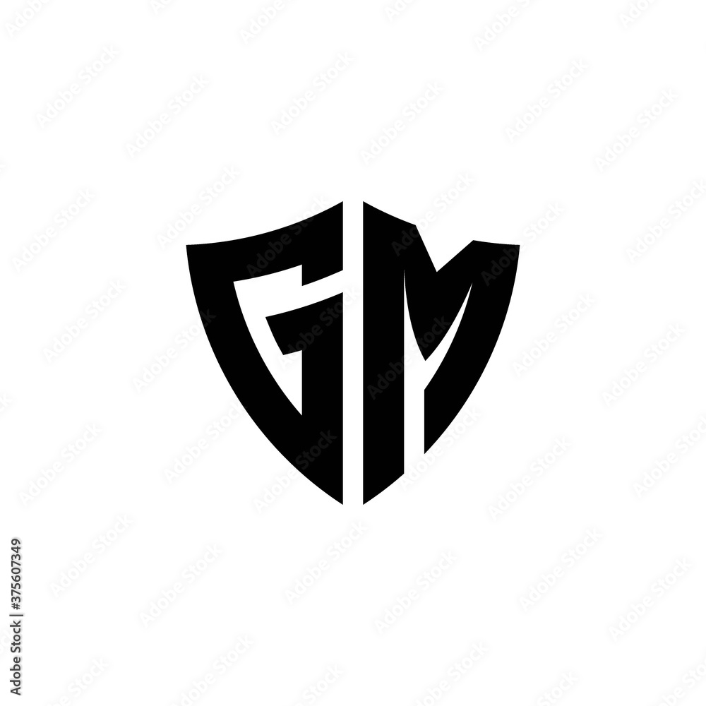 GM monogram logo with shield shape design template GM monogram logo with shield shape design template