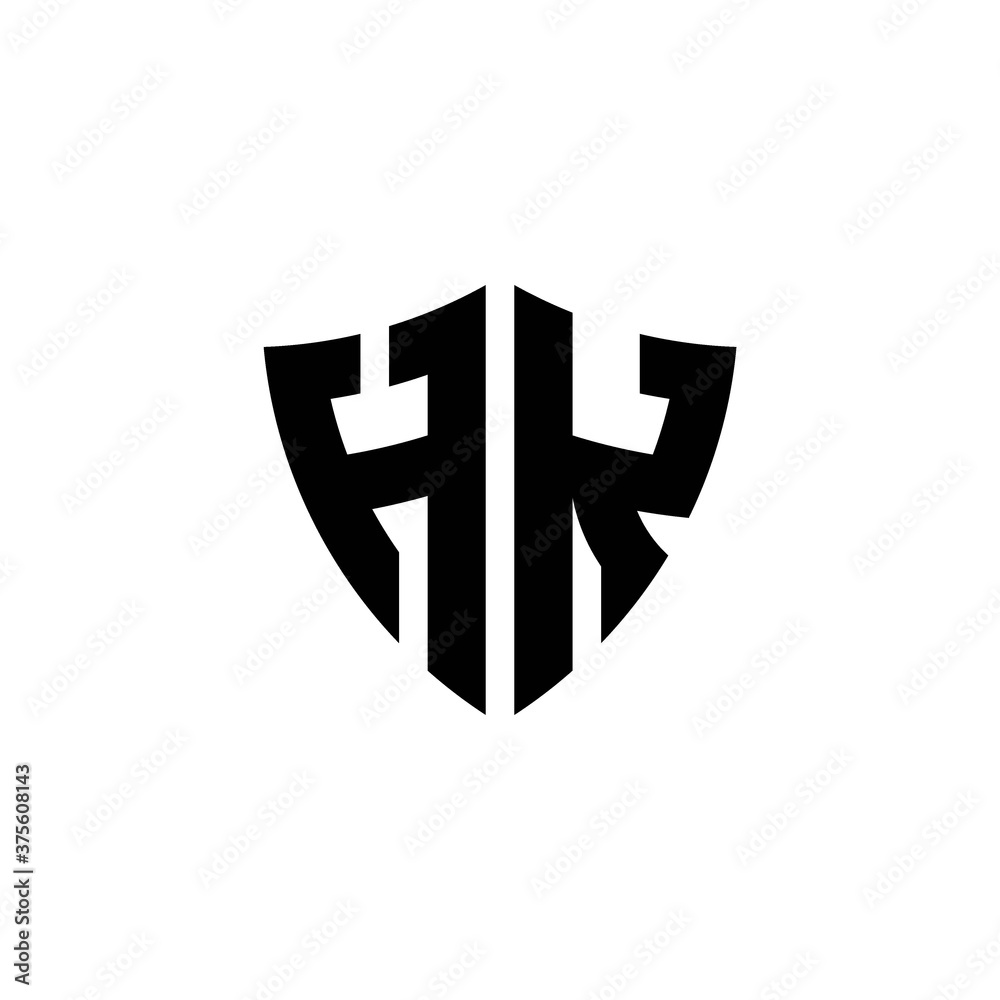 HK monogram logo with shield shape design template HK monogram logo with shield shape design template