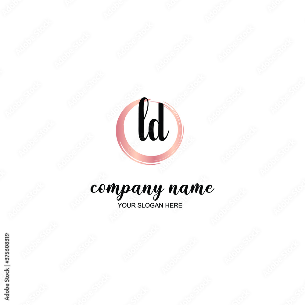 LD Initial handwriting logo template vector LD Initial handwriting logo template vector