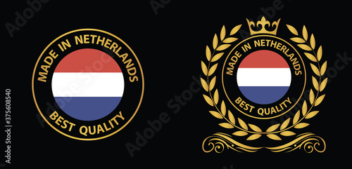 made in Netherlands vector stamp. bagge with Netherlands flag	
