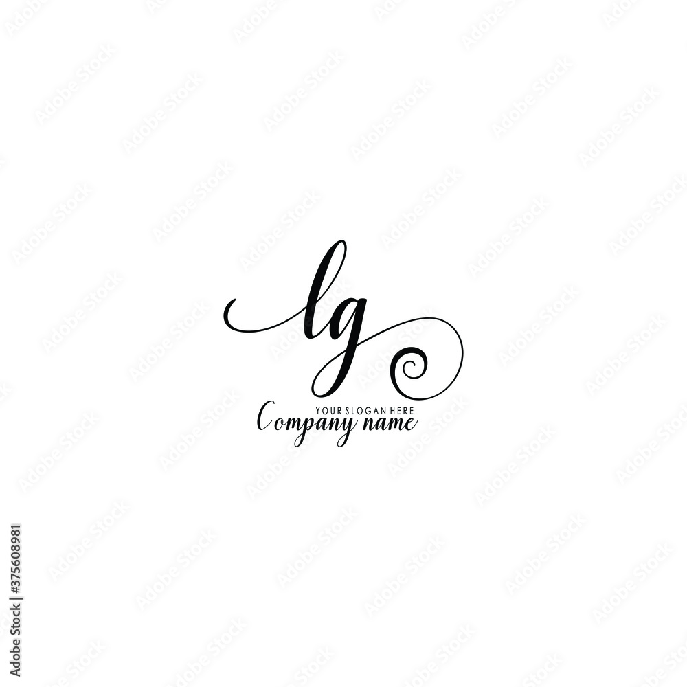 LG Initial handwriting logo template vector LG Initial handwriting logo template vector