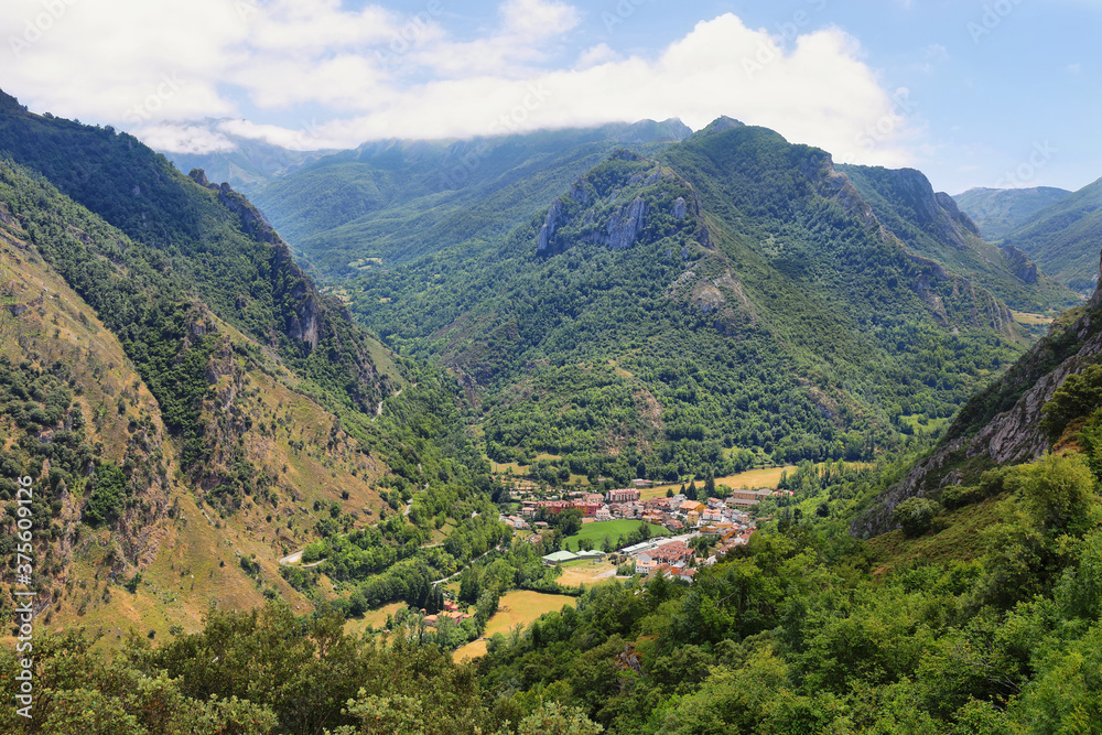 View of Pola de Somiedo village, Asturias province, Spain