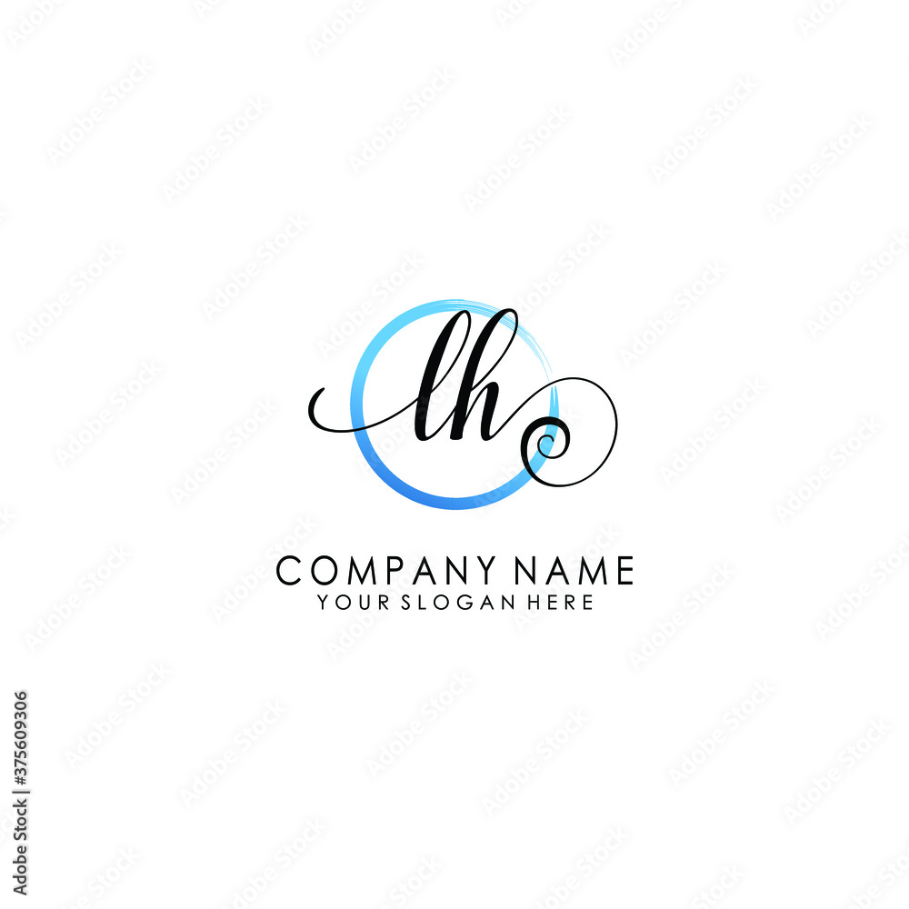 LH Initial handwriting logo template vector