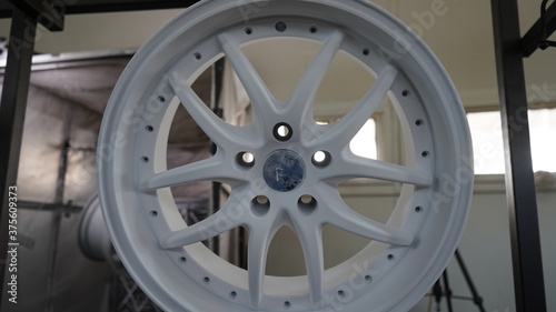 Εκτύπωση καμβά White powder coated wheels