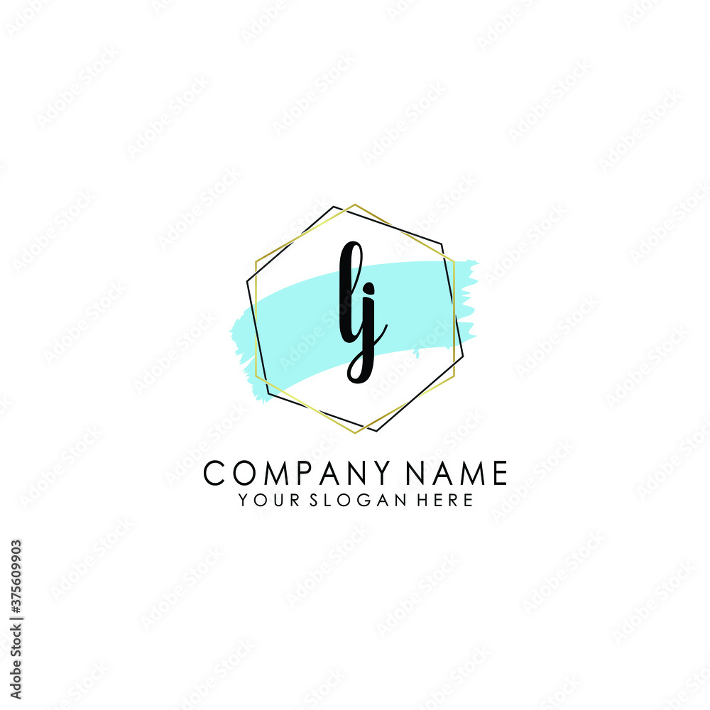 LJ Initial handwriting logo template vector LJ Initial handwriting logo template vector