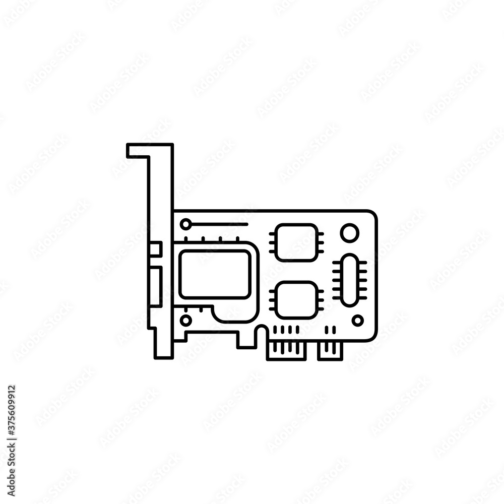 network card and motherboard component icon. perfect for logo, presentation, background, website, application and more product. icon design line style network card and motherboard component icon. perfect for logo, presentation, background, website, application and more product. icon design line style