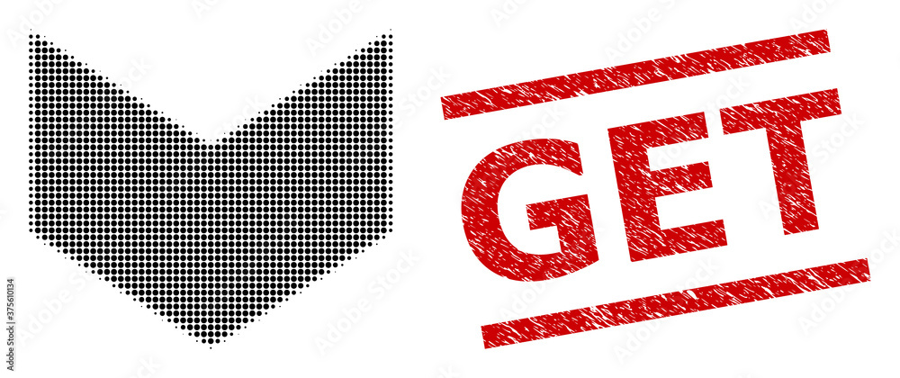Direction down halftone dotted vector and Get rubber stamp imitation. Stamp seal includes Get title between parallel lines. Direction down halftone dotted vector and Get rubber stamp imitation. Stamp seal includes Get title between parallel lines.