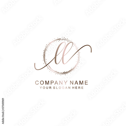 LL Initial handwriting logo template vector