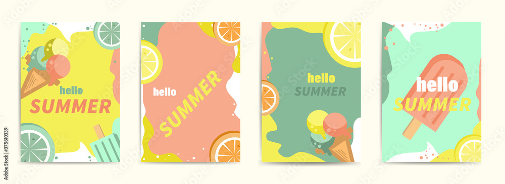 Set of posters summer, holiday, vacation. flat design.