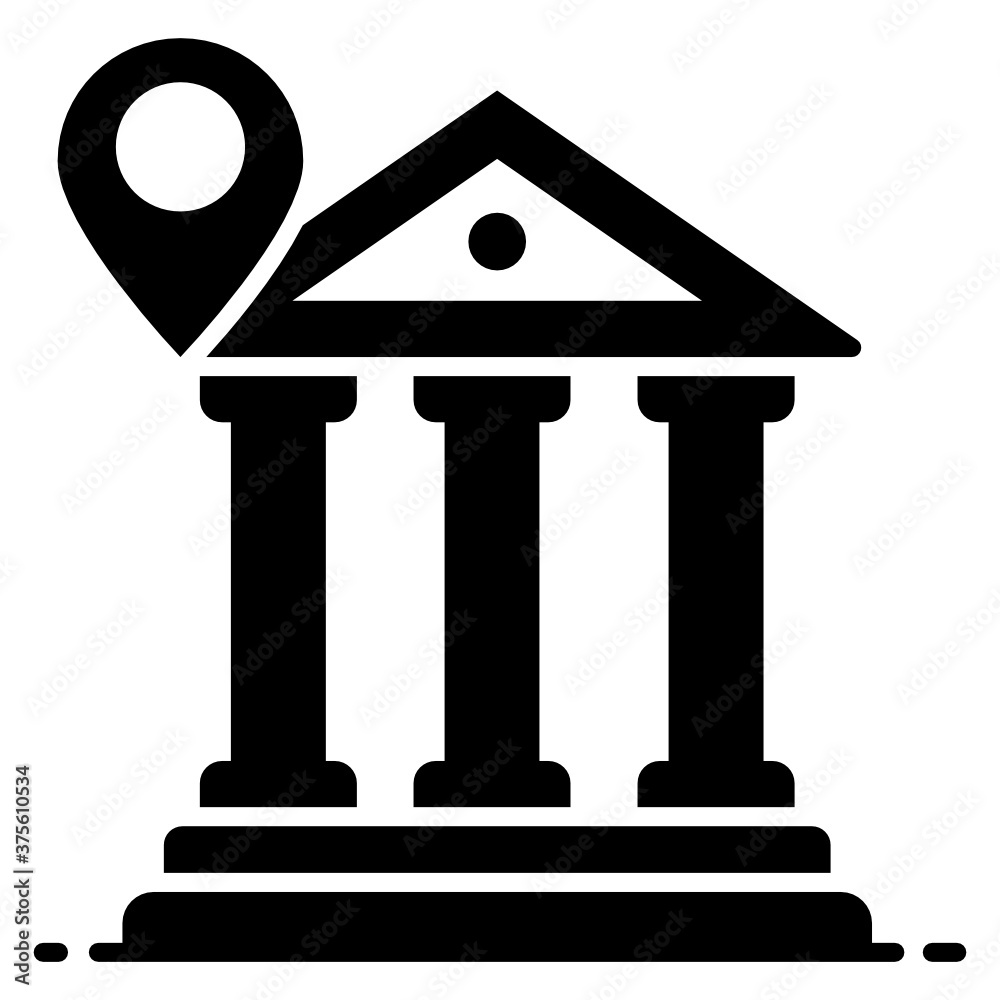 Bank location, location pointer with treasury house vector
Bank location, location pointer with treasury house vector
