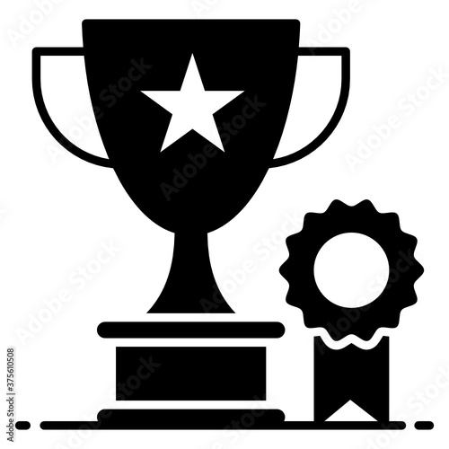  A cup or other decorative object awarded as a prize for a victory  award icon design  