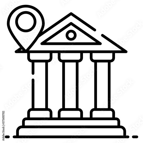
Bank location, location pointer with treasury house vector 

