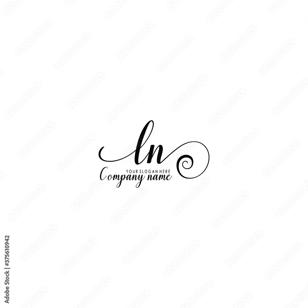 LN Initial handwriting logo template vector LN Initial handwriting logo template vector