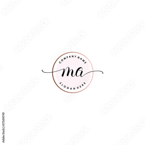 MA Initial handwriting logo template vector

