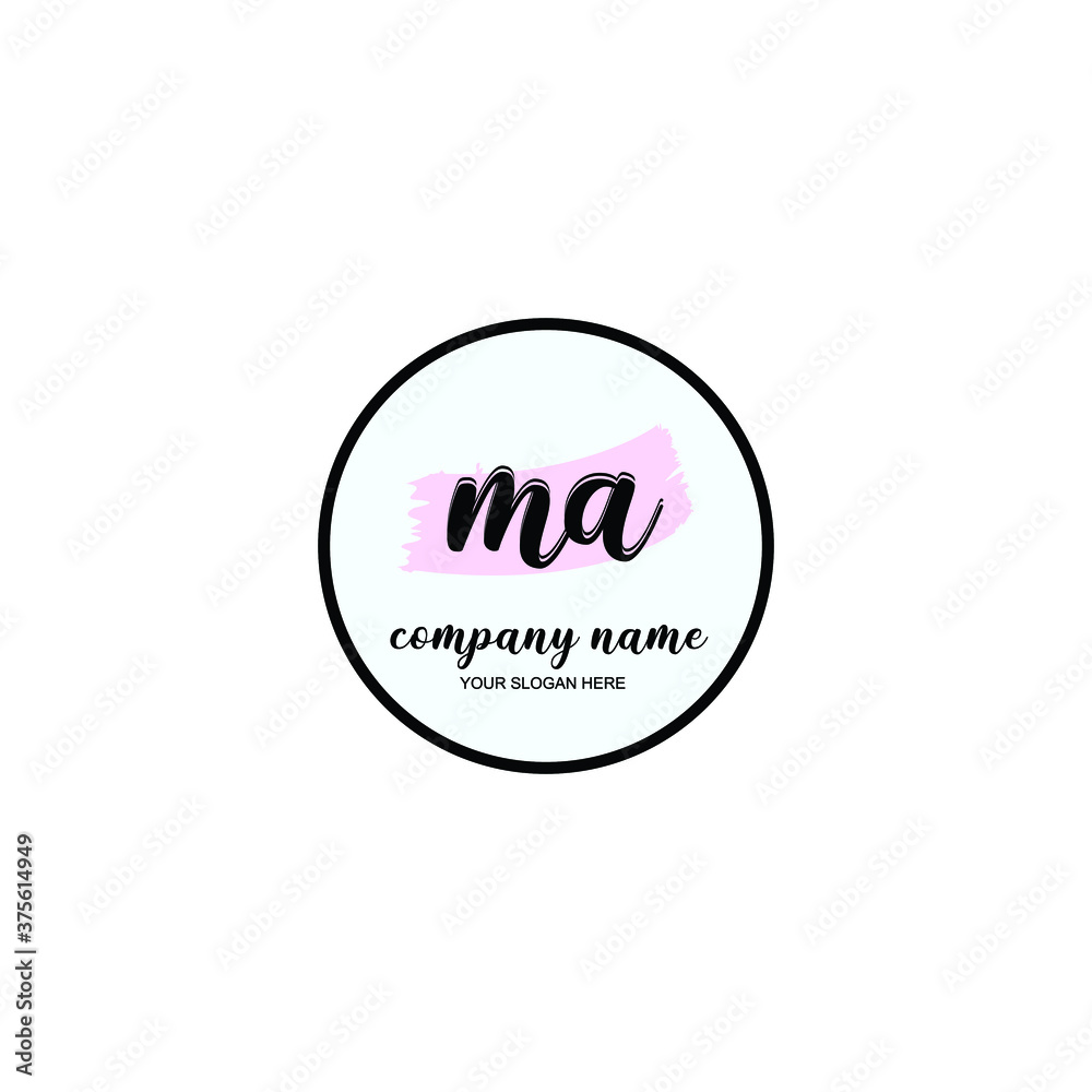 MA Initial handwriting logo template vector

