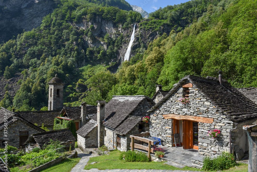 The village of Foroglio on Bavona valley in Switzerland