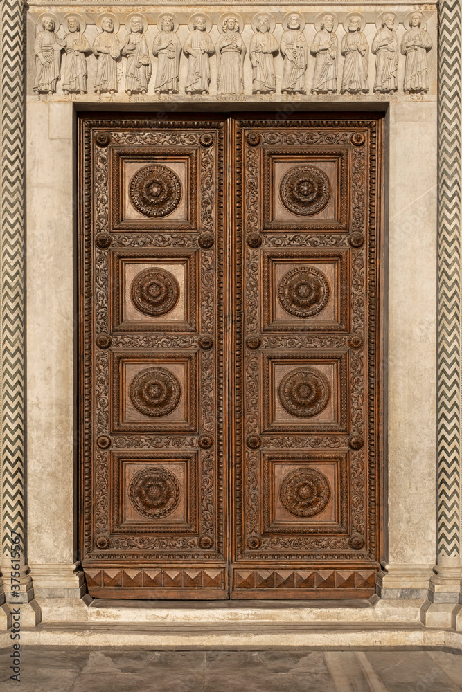 old ornate wooden door with beautiful carvings