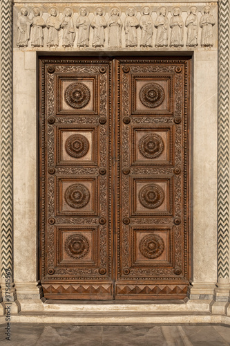 old ornate wooden door with beautiful carvings