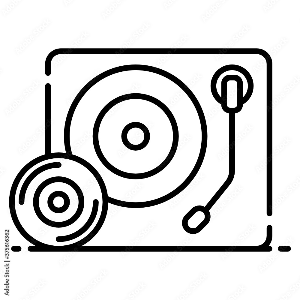 Retro vinyl player in design, music disc icon
Retro vinyl player in design, music disc icon