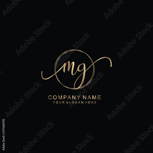 MG Initial handwriting logo template vector