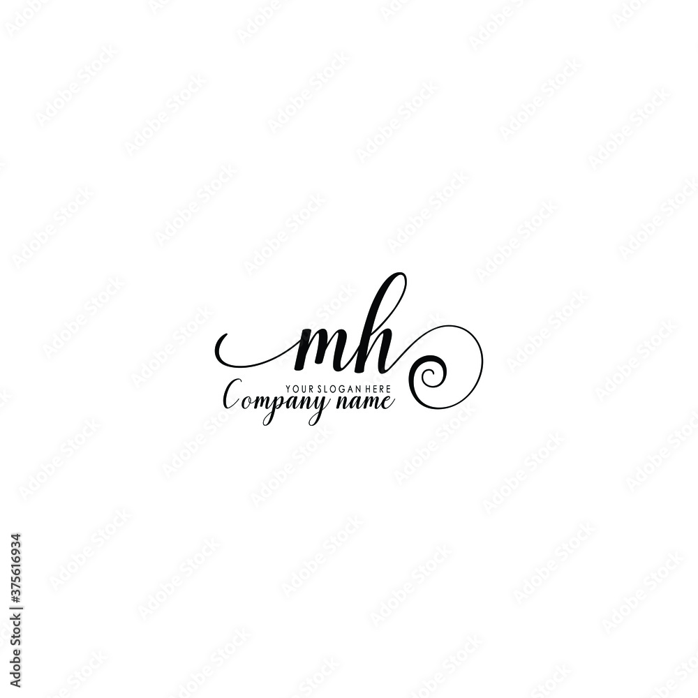 MH Initial handwriting logo template vector MH Initial handwriting logo template vector