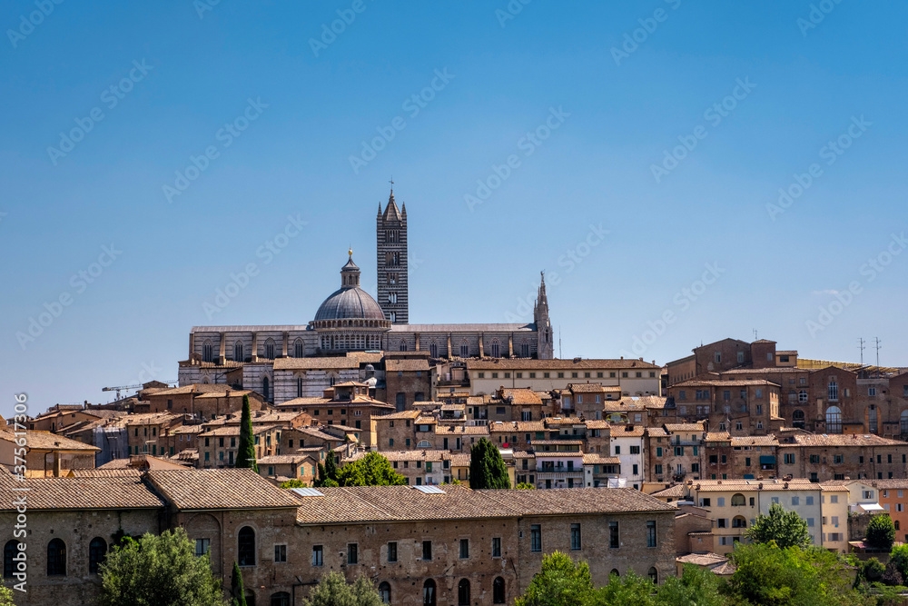 Beautiful view of Dome and campanile of Siena Cathedral, Duomo di Siena