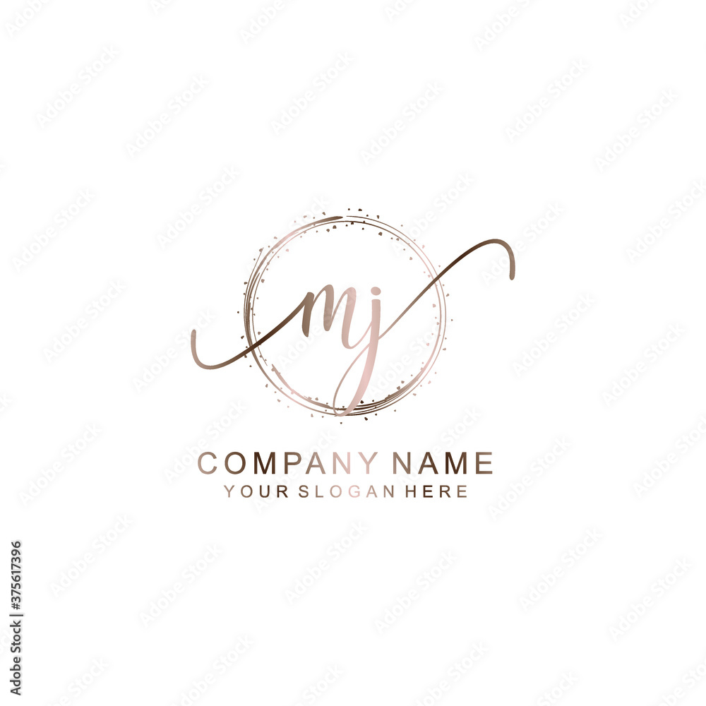 MJ Initial handwriting logo template vector MJ Initial handwriting logo template vector