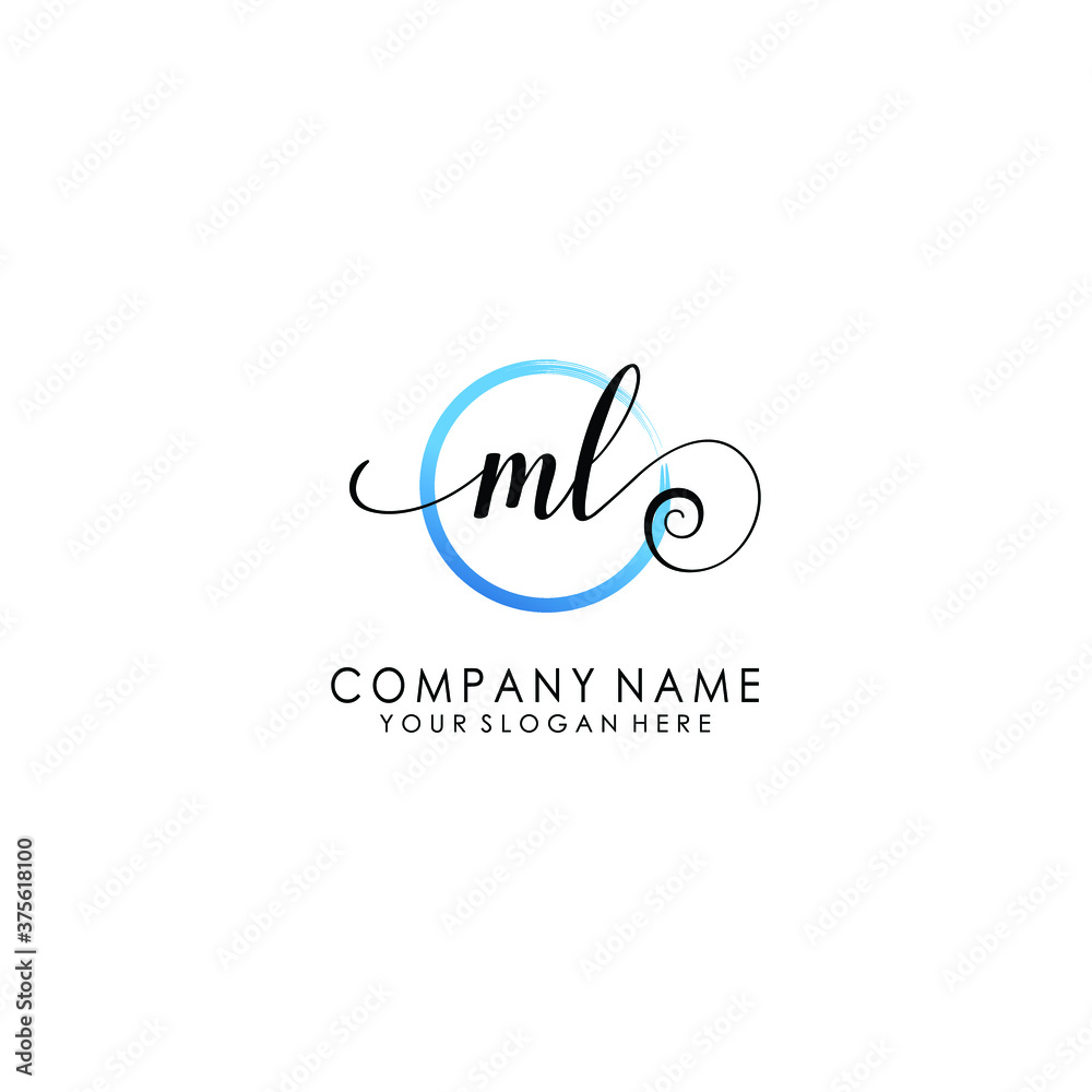ML Initial handwriting logo template vector ML Initial handwriting logo template vector