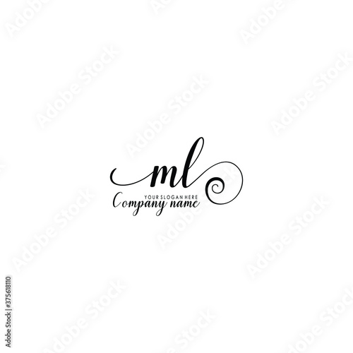 ML Initial handwriting logo template vector