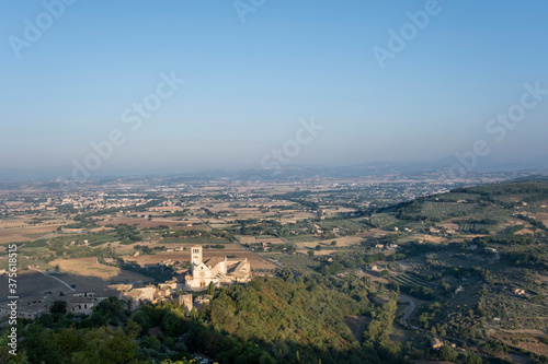 View of Assisi old church in the early morning, Umbria, Italy