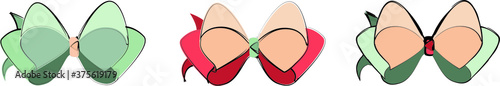 three vector bows are stylishly designed for decoration