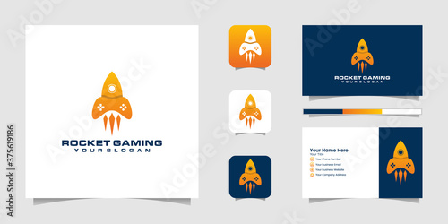 Joystick Rocket Logo Combination Gamepad and business card