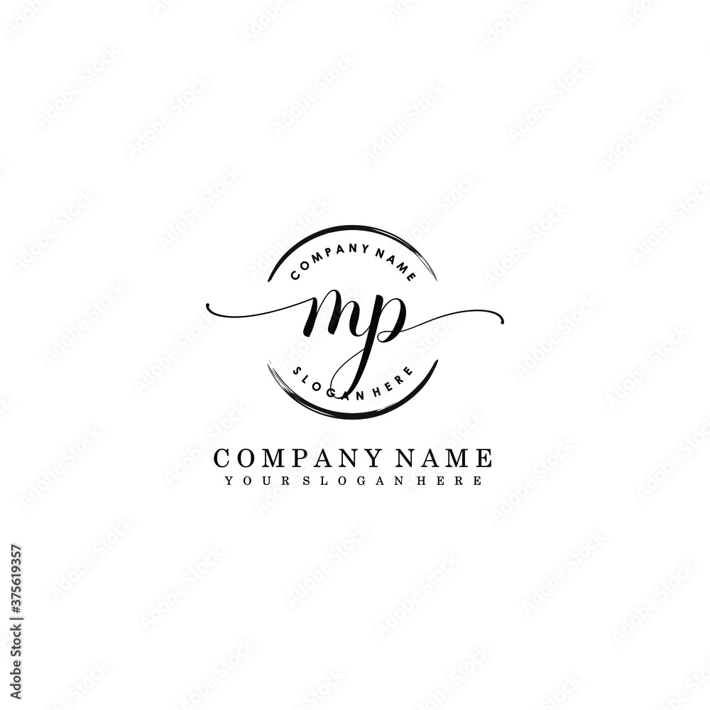MP Initial handwriting logo template vector MP Initial handwriting logo template vector