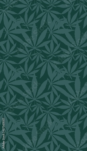 Hemp Cannabis ganja Leaf green scale seamless vector pattern