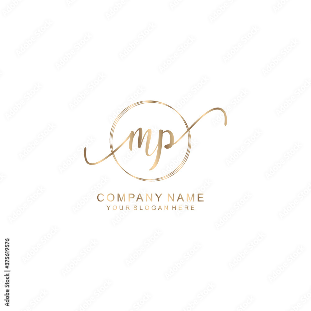 MP Initial handwriting logo template vector MP Initial handwriting logo template vector