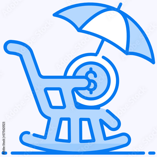 
Chair with umbrella, retirement insurance in editable style 
