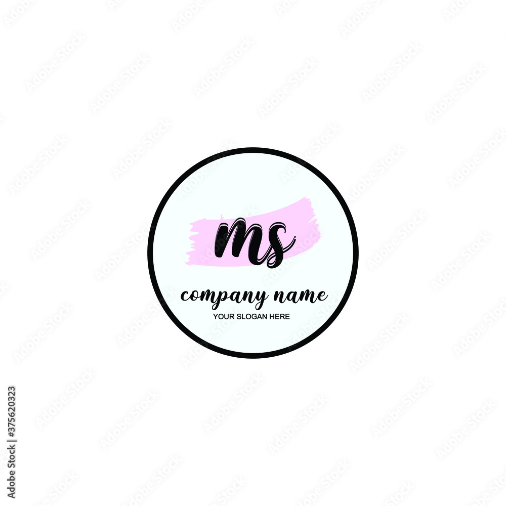 MS Initial handwriting logo template vector MS Initial handwriting logo template vector