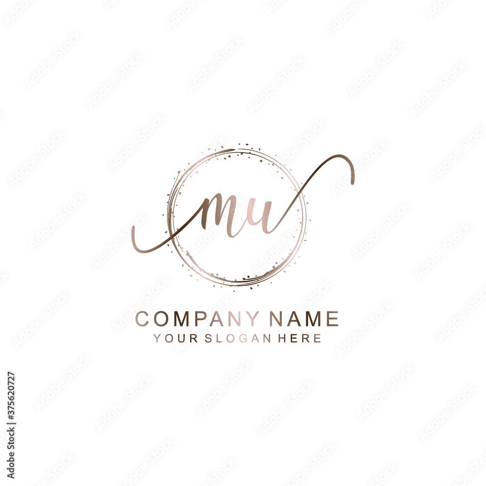 MU Initial handwriting logo template vector MU Initial handwriting logo template vector