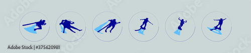 set of water jetpack cartoon icon design template with various model. vector illustration