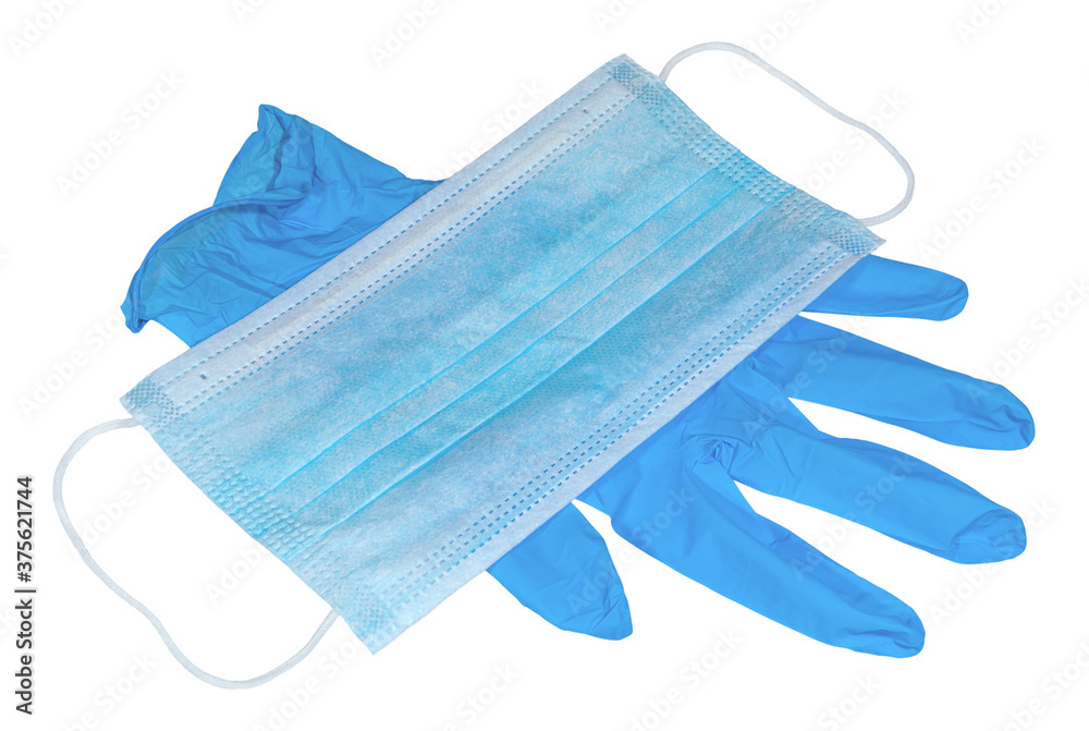 Medical protective mask and latex glove of light blue color Medical protective mask and latex glove of light blue color