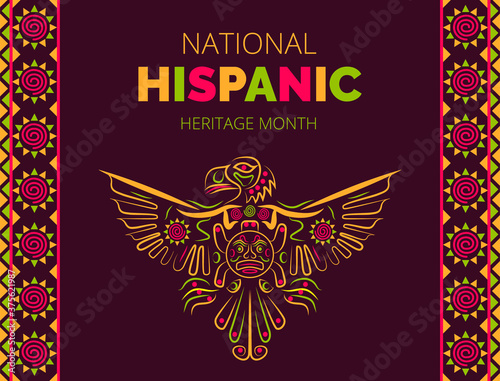 National Hispanic Heritage Month celebrated from 15 September to 15 October USA. Latino American poncho ornament vector for greeting card, banne