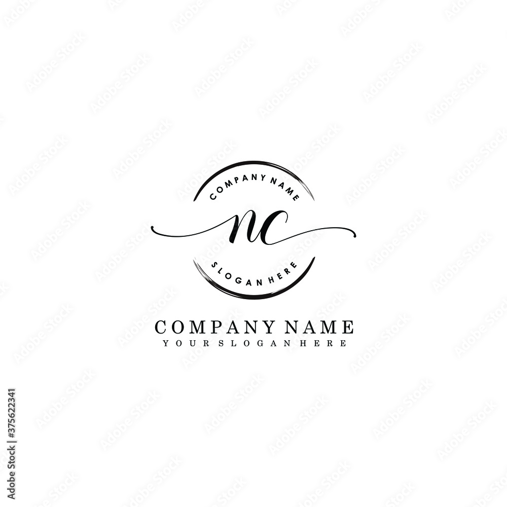 NC Initial handwriting logo template vector